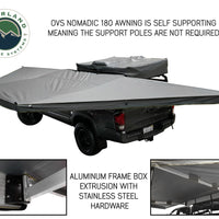 Overland Vehicle Systems - OVS Nomadic Awning 180 - Dark Gray Cover With Black Cover Universal