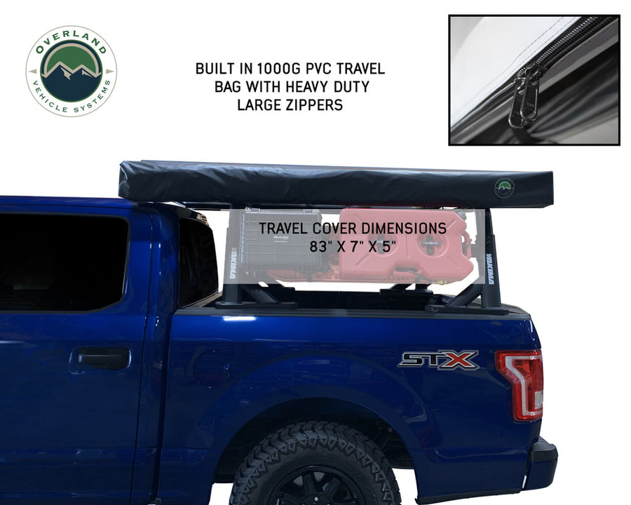 Overland Vehicle Systems - Nomadic 270 LT Awning - Driver Side - Dark Gray Cover w/ Black Cover