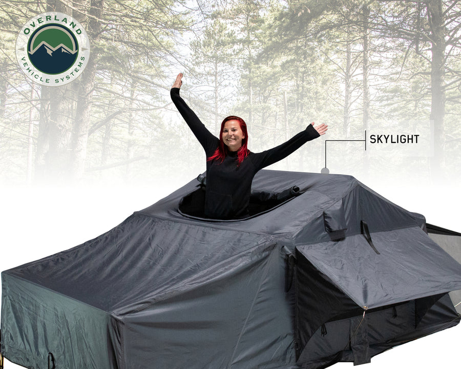 Overland Vehicle Systems - OVS Nomadic 2 Extended Roof Top Tent - Dark Gray Base w/ Green Rain Fly
