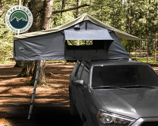 Overland Vehicle Systems - OVS Nomadic 2 Extended Roof Top Tent - Dark Gray Base w/ Green Rain Fly