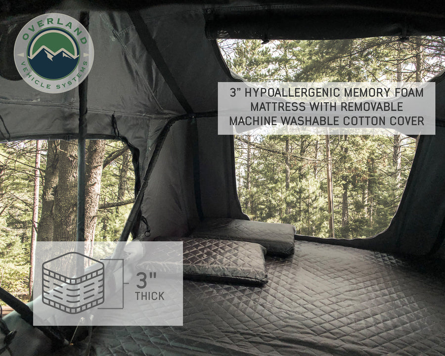 Overland Vehicle Systems - OVS Nomadic 2 Extended Roof Top Tent - Dark Gray Base w/ Green Rain Fly