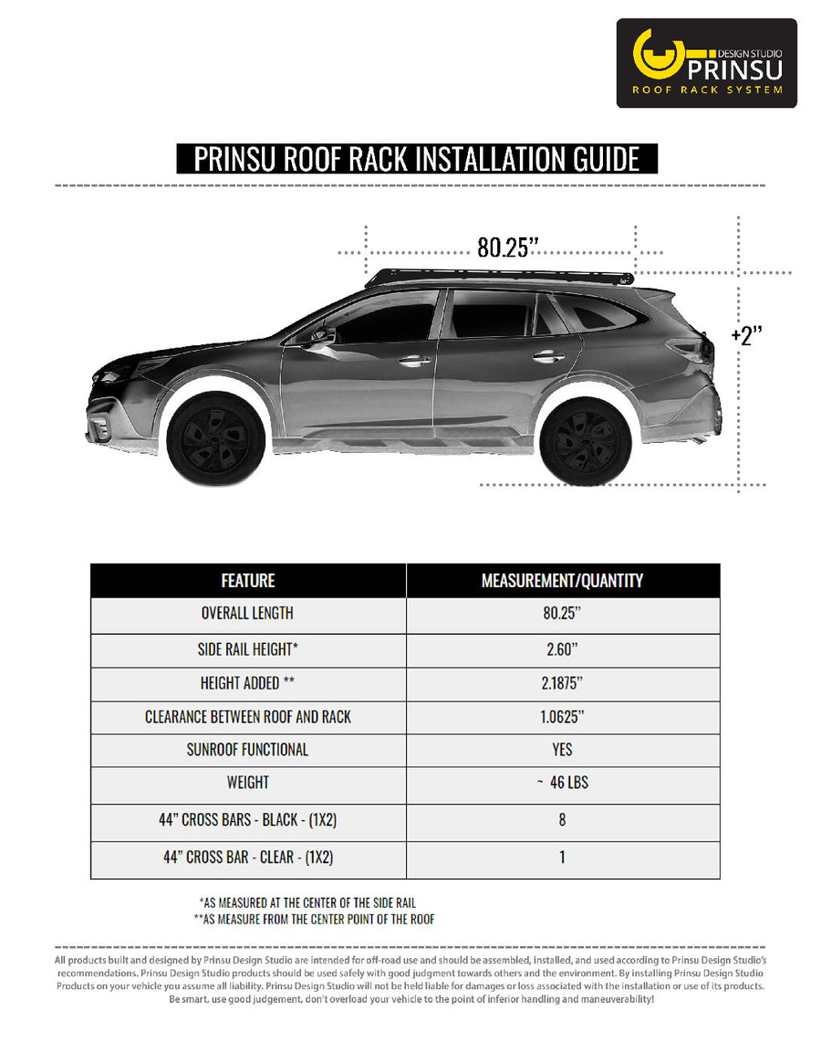 Prinsu - Subaru Outback Roof Rack | 2020-2022